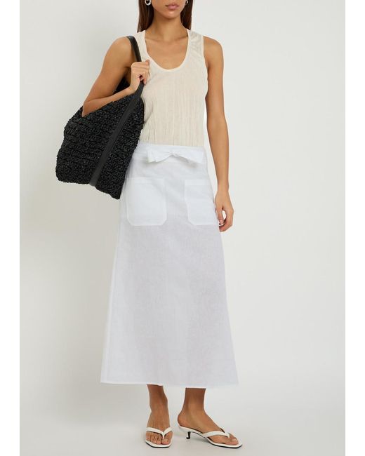 Totême White Tie-Waist Cotton And Linen-Blend Midi Skirt