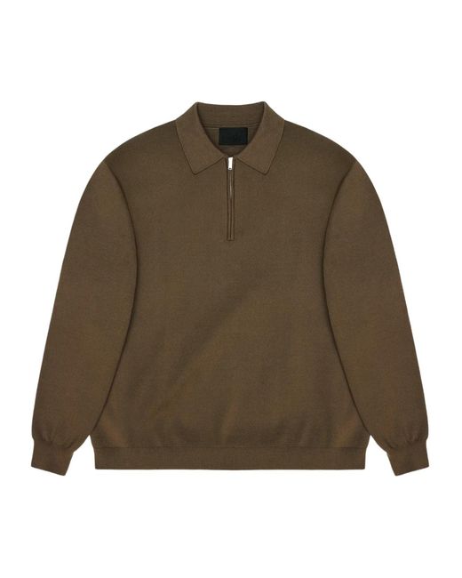Rains Green Long-Sleeved Knitted Polo Shirt for men