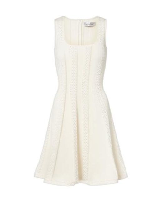Oscar de la Renta White Open-Knit Minidress