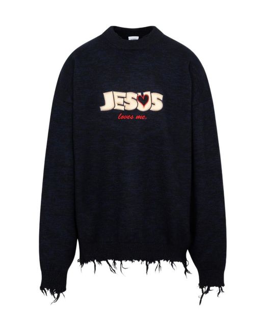 Vetements Blue Round-Neck And Long-Sleeved Sweater for men