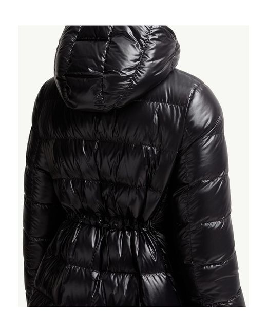 Moncler Black Courcelles Hooded Mid-Length Down Jacket