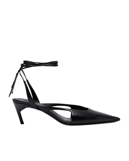 The Attico Black Diane 55 Leather Slingback High-Heeled Sandals