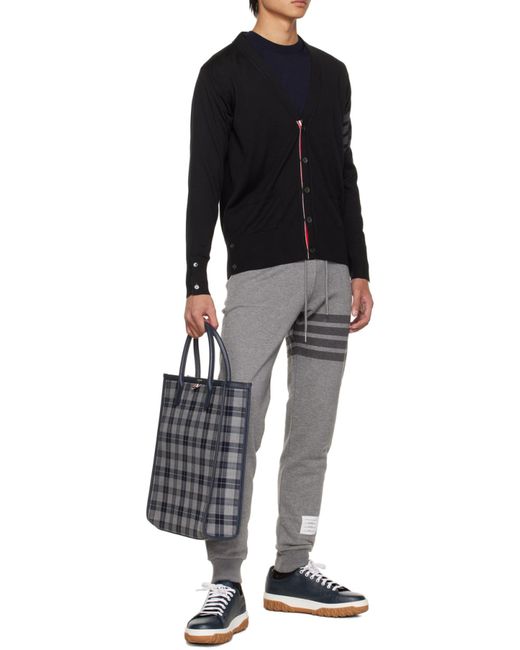Thom Browne Blue 4-Bar V-Neck Cardigan for men