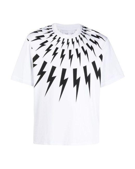 Neil Barrett White Lightning Printed T-Shirt for men