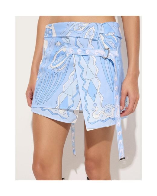 Emilio Pucci Blue Angoli-Print Strapless Top