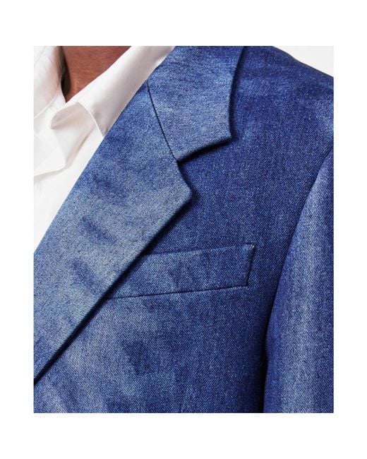 Off-White c/o Virgil Abloh Blue Body Scan Relax Denim Double Jacket for men