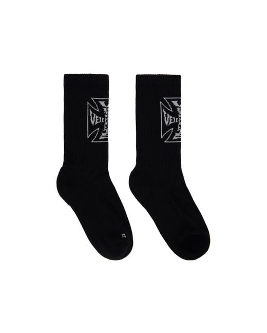 Vetements Black Biker Cross Logo Mid-Calf Socks for men
