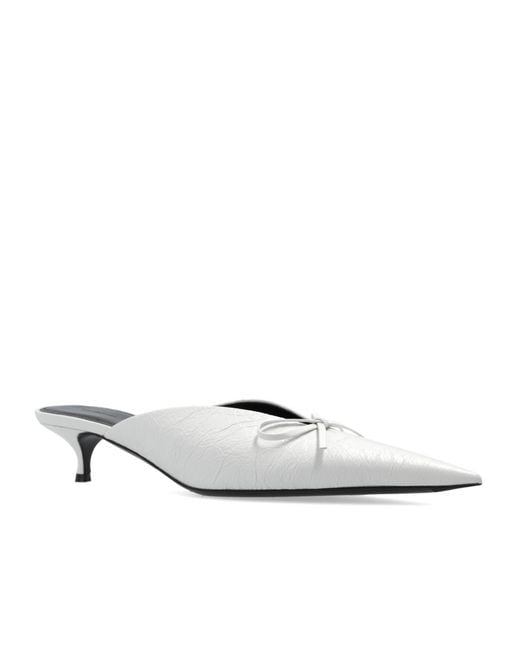 Balenciaga White Knife Bow Detailed Mules