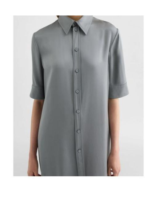 Jil Sander Women's Gray Satin Shirt Dress - web.rendeth15.com