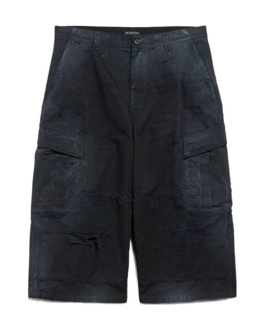 Balenciaga Blue Cropped Cargo Pants for men