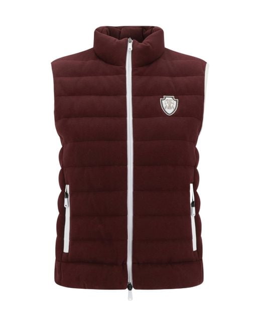 Brunello Cucinelli Purple Logo Patch High Neck Gilet