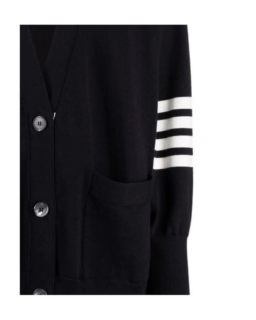 Thom Browne Blue 4-Bar Long Sleeved Knit Cardigan