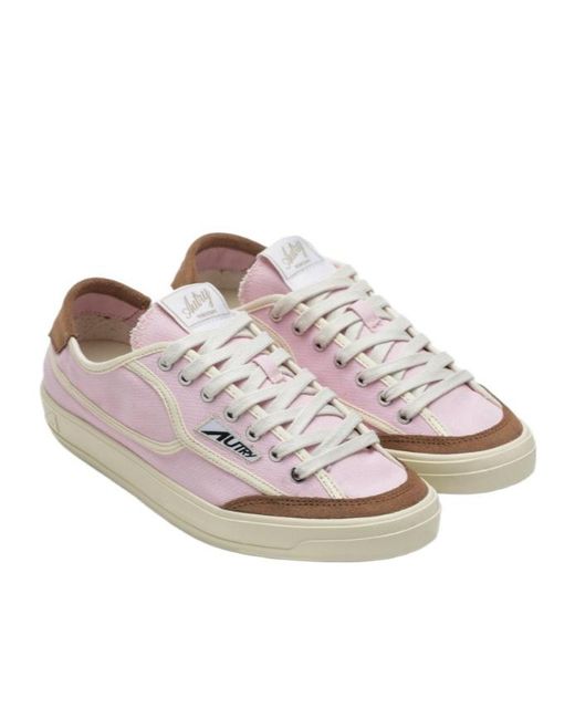 Autry Pink Windscape Canvas Low-Top Sneakers