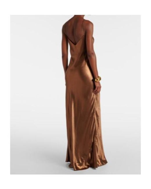Galvan Brown Provence Satin Maxi Dress