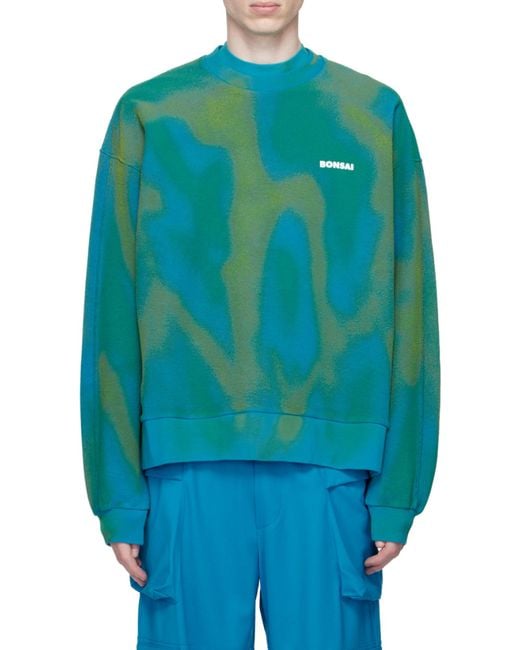 Bonsai Green Tie-Dye-Effect Sweatshirt for men