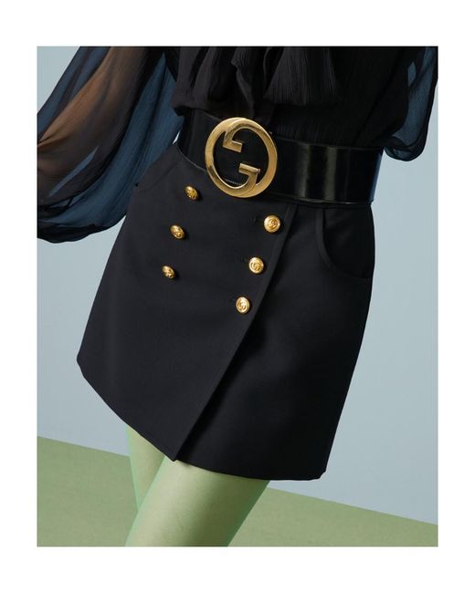 Gucci Black Logo Engraved Buttons Mini Skirt