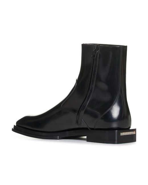 McQueen Black Logo Plaque Zip-Up Boots for men