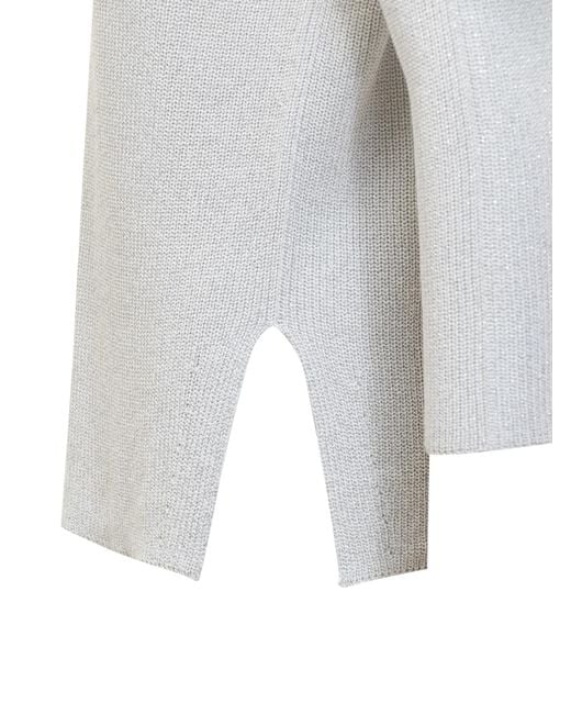 Fabiana Filippi Gray Lurex-Detail Fisherman's-Knit Jumper
