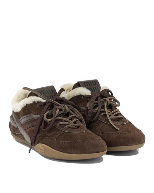 Miu Miu Brown Gymnasium Low-Top Sneakers