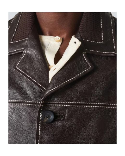Wales Bonner Black Time Leather Jacket for men