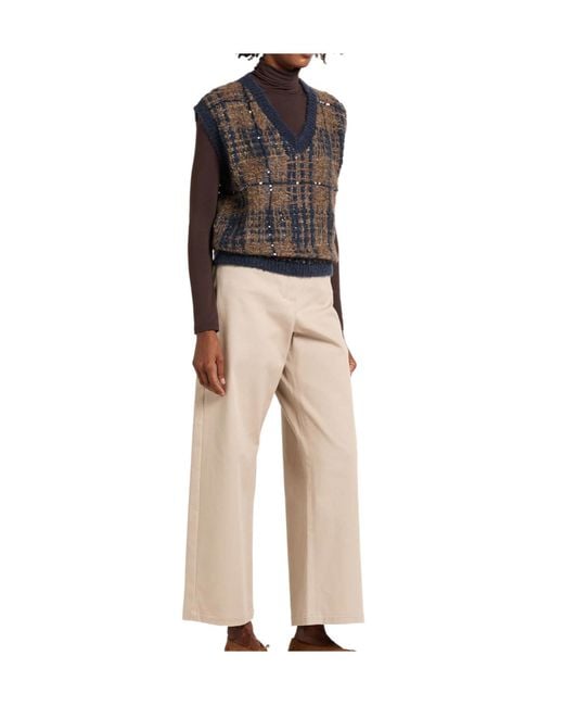 Brunello Cucinelli Blue Sleeveless Jumpers