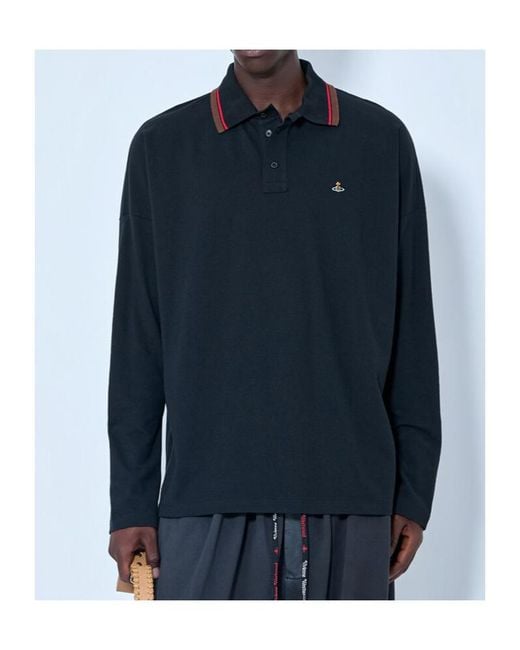 Vivienne Westwood Blue Long-Sleeve Polo Shirt for men