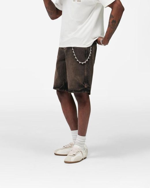 Represent Gray Relaxed Denim Shorts for men