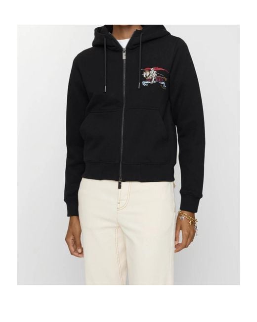 Burberry Black Equestrian-Knight Zip Hoodie