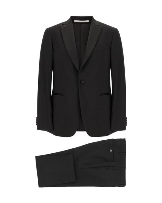 Pal Zileri Black Long-Sleeved Blazer And Trousers Set for men