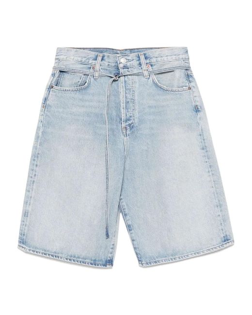 Agolde Blue Belt-Loop Shorts