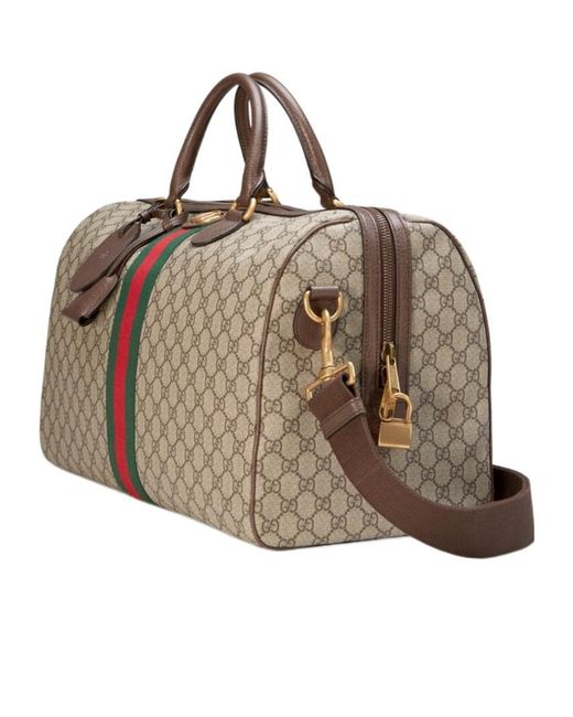 Gucci Brown Gg Supreme Ophidia Medium Carry-On Duffle Bag for men