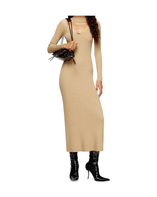 DIESEL Natural M-Oloni Cut-Out Detailed Knitted Dress