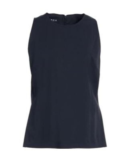 Max Mara Blue Stylish And Elegant Solid-Color Sleeveless Stretch T-Shirt