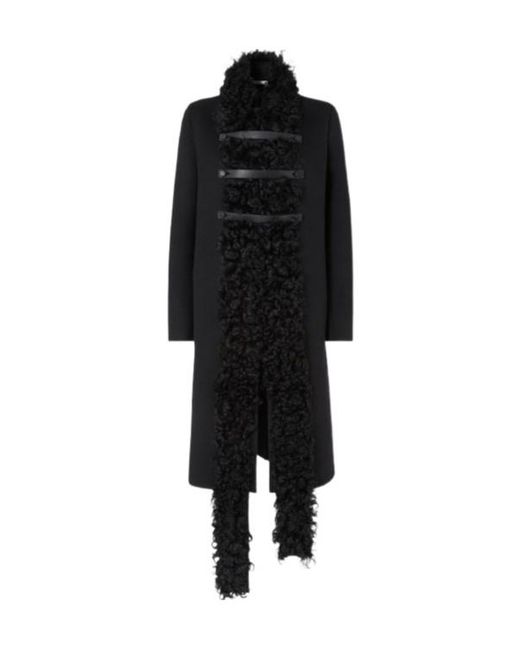 Fendi Black Wool And Shearling Coat