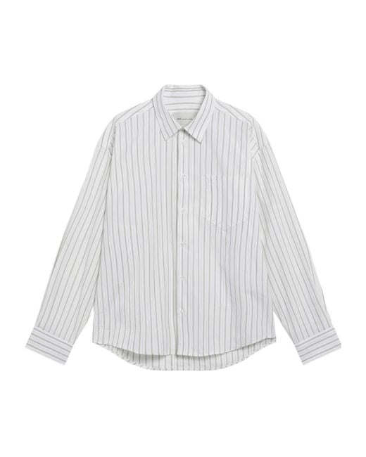 AMI White Striped Long-Sleeved Shirt for men