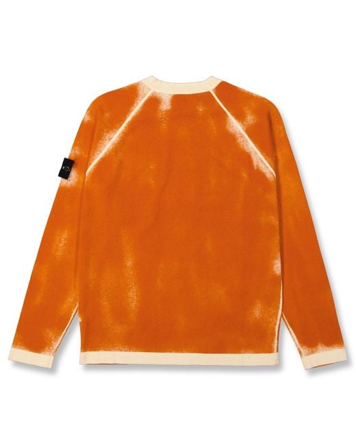 Stone Island Orange Compass-Patch Tie-Dye Sweatshirt for men