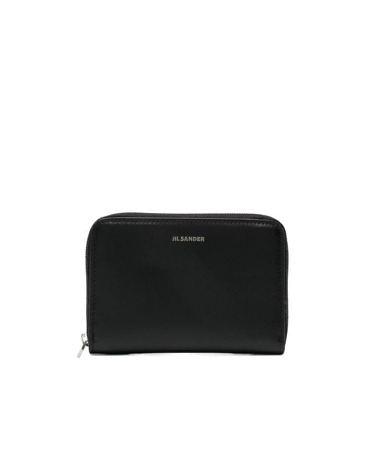 Jil Sander Black Logo Debossed All-Around Zip Wallet for men