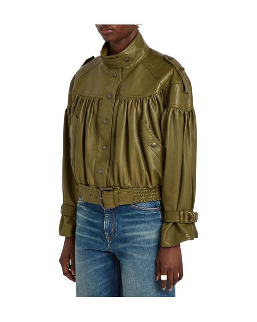 Chloé Green Cropped Leather Jacket
