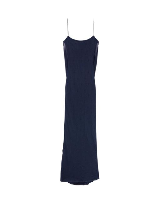 Jacquemus Blue Plumetis Sheer Detailed Maxi Dress