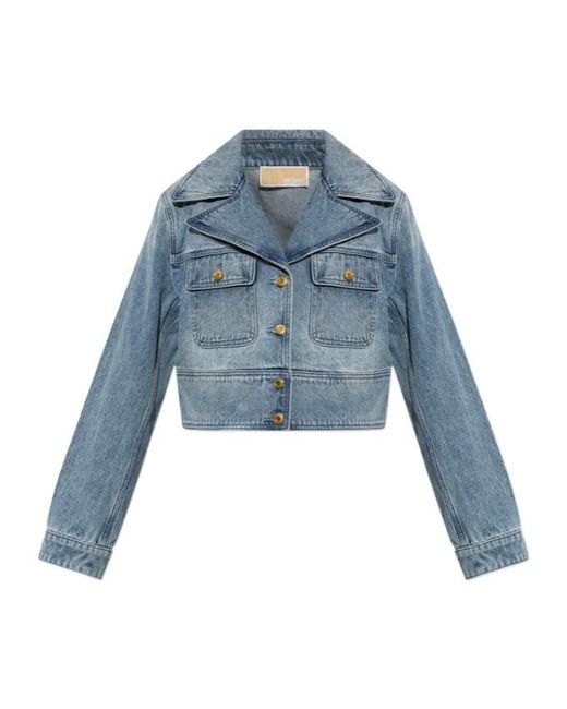 MICHAEL Michael Kors Blue Button Cropped Jacket