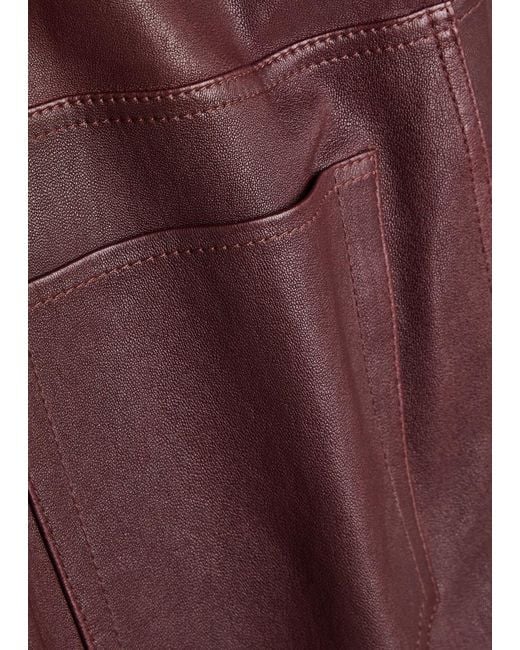 FRAME Brown The Reboot Crop Bootcut Leather Trousers