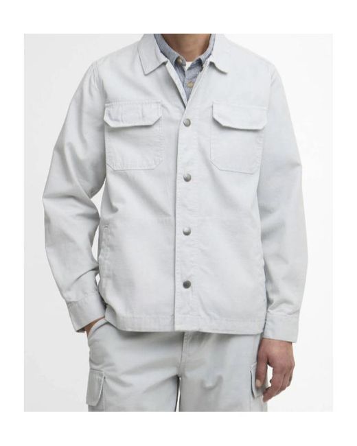 Barbour White Draftmen Cotton Slub Overshirt for men