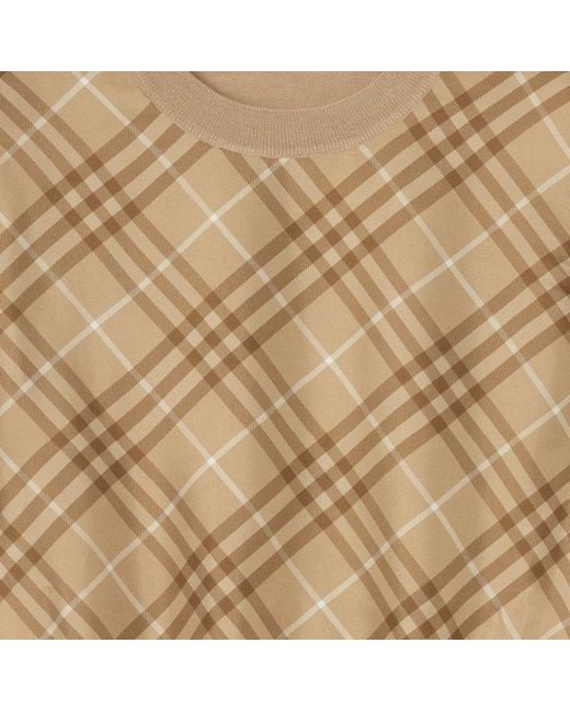 Burberry Natural Check Panel Wool Silk T-Shirt