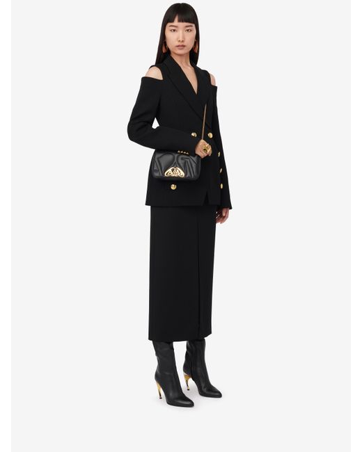 McQueen Black The Seal Mini Crossbody Bag