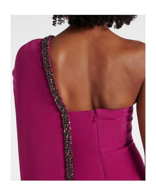 Roland Mouret Purple Caped Embellished Satin Crêpe Gown