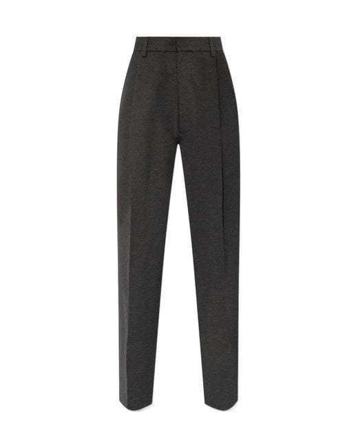 Victoria Beckham Black Pleated Straight-Leg Trousers