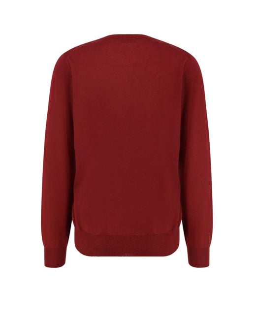 Brunello Cucinelli Red Crewneck Knitted Jumper for men
