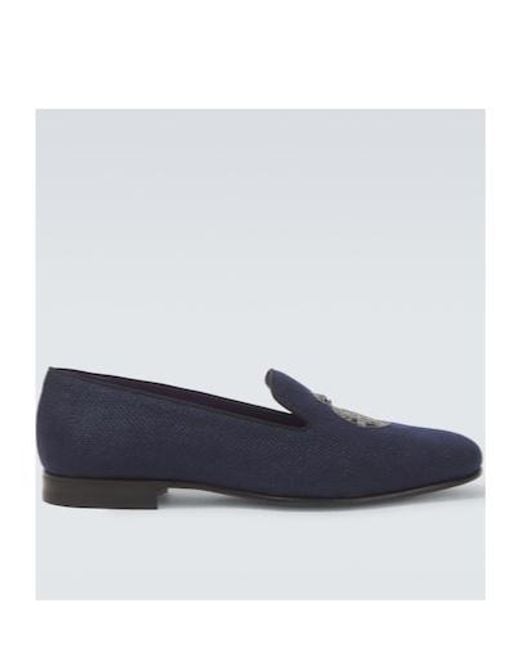 Ralph Lauren Blue Alonzo Embroidered Linen Loafers for men