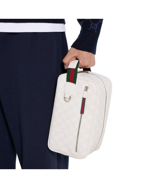 Gucci White Medium Gg Toiletry Case