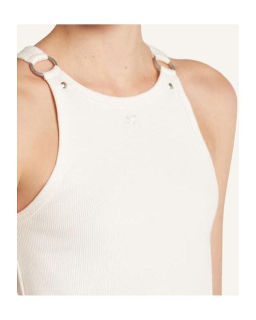 Courreges White Courrges Buckle 90's Rib Tank Top